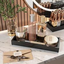 Bathroom Vanity Tray Black Decorative Tray For Counter 11.2"X 4.3" Small Wood Sink Soap Tray Holder For Kitchen Drer Countertop Decor Rec Wooden Organizer Black