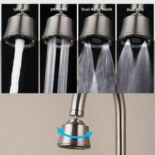 Kitchen Sink Faucet Head, 360° Faucet Sprayer Attachment For Kitchen Faucet, Large Angle Faucet Aerator 55/64-27UNS, 2 Metal Swivel Joints, 4 Spray Modes, Brass Adapters, Brushed Nickel - Niken chải - Xem 3