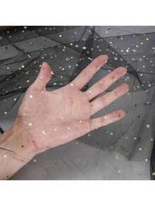 Sternenhimmel & Mond Mesh Hintergrund, Ins Girly Zimmer Deko, Nail Art Fotografie Requisiten, Influencer Ornamente - Sternennacht Nail Art Hintergrund, geruchslos Mehrzweck Dekomaterial mit Mond & Stern Muster, für Fotografie Requisiten und Schmuckpräsentation