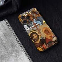 Funda de Teléfono con Icono de Cruz Ortodoxa Compatible con  16 15 11 13 14 Pro Max 7 8 Plus X Xr Xs Max 12mini Funda Negra, Funda Compatible con  17,  17 Pro,  17 Pro Max - z4 - Ver 5