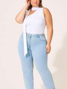 Women's Summer Tank Top With Stylish Design And Slim Fit In Solid Color - trắng - Xem 4