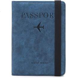 Lumbor37 Cartera para Pasaporte RFID Tarjeta de Visita Bolsa Billetera Caja para Hombres y Mujeres Almacenamiento de Documentos de Viaje 2 Pack (Ca-Azul+Negro) - Aa-Azul - Ver 8