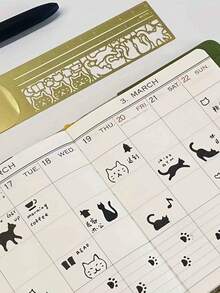 1 pieza Regla de 3 en 1 para amantes de los gatos - Patrón de gato adorable, marcapáginas y regla de doble cara, papelería precisa, adecuada para diario, planificador, toma de notas - Herramienta de papelería creativa, accesorio para toma de notas | Diseño divertido | Plástico, Reglas - Multicolor - Ver 4