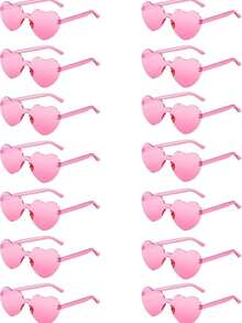 1-10pcs Heart-Shaped Glasses, Bridal Shower, Outdoor Props, Bridesmaid Gifts, Wedding Supplies, Party Supplies, Birthday Photo Props, Fashionable Transparent Pink Glasses Suitable For Party Favors, Perfect For Pool And Beach Parties, Summer Parties, Merry Christmas, Happy New Year (Slight Scratches During Transportation, But Does Not Affect Use)