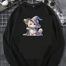 1/Pieza 2/Piezas 3/Piezas Pegatina de transferencia térmica con gato bruja de ojos azules y sombrero estrellado, adecuada para ropa, camisetas, máscaras, chalecos, chaquetas, sudaderas, almohadas, vaqueros, mochilas, pegatina lavable de grado A