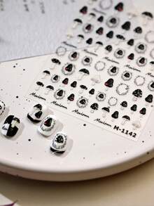 Dark Vintage Mushroom 5D Nail Stickers Cute Cartoon Plant Jelly Gothic Whimsical Self Adhesive Decoration Nail Art Decals