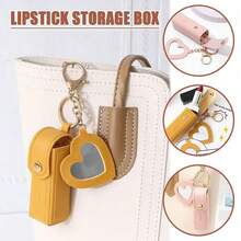 Mini Lippenstift Etui mit Spiegel, Lippenstift Tasche, tragbare PU-Leder Schlüsselanhänger Lippenstift Tasche, Lippenstift Aufbewahrungstasche, Lippenstift Aufbewahrungstasche, Taschenbehang Taschenanhänger Taschenkette Taschenzubehör Schlüsselanhänger Anhänger Dekoration - Kosmetiktasche Kosmetika, einfarbige PU-Leder Lippenstift Halter Tasche, tolles Geschenk für Frauen, Mädchen und Freundinnen.