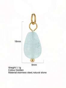 1pc Vintage Elegant Stainless Steel Natural Stone Geometric Pendant, DIY Necklace Bracelet Earring Keychain, Suitable For Christmas Gift & Daily Wear