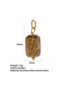 1pc Vintage Elegant Stainless Steel Natural Stone Geometric Pendant, DIY Necklace Bracelet Earring Keychain, Suitable For Christmas Gift & Daily Wear