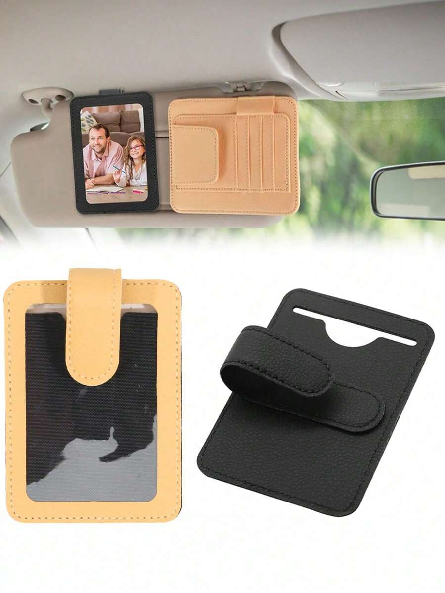 Car Sun Visor Frame Decorations Includes A 3-Inch Photo Clip, License Plate Parking Number Card, And Interior Decoration Accessories - Comes With 2 White Paper Inserts For Photos, Phone Numbers, And Notes