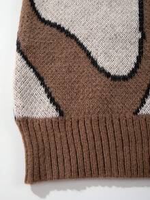 Áo len cardigan dáng rộng thoải mái cho nam, họa tiết Jacquard màu trừu tượng, phong cách đường phố, tay dài, thu/đông - màu nâu - Xem 6