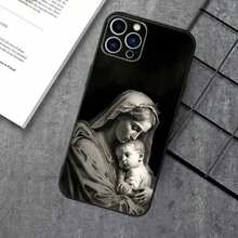 Funda de Teléfono Virgen María Virgen de Guadalupe Compatible con Apple  15,14,13,12,11,XS,XR,X,8,7,Pro,Max,Plus,mini Funda de Silicona Negra, Funda Compatible con  17, Funda  17 Pro, Funda  17 Pro Max - z3 - Ver 5
