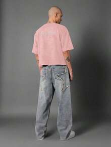Melrose Avenue Los Angeles Crop T-Shirt Urban Streetwear Script Logo Back Print Casual Summer Lightweight Top Boxy Style Hip Hop Fashion-Unisex-L91 - 淺粉色 - 查看 3