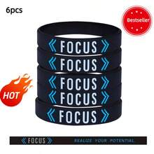 1 件/3 件激励焦点成功实现信念橡胶手环硅胶腕带 - 黑色 - 查看 13