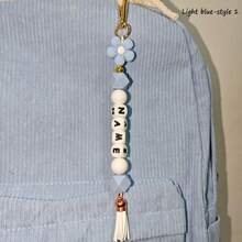 1-Piece Flower Bag Charm, Tassel Pendant, Available In Multiple Flower Colors, Customizable With Name And Initials Beads, Suitable As A Birthday/Holiday Gift For Mother/Family/Girlfriend. - Multicolor - View 38