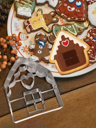 1 pezzo Stampo per biscotti a forma di casetta di pan di zenzero in acciaio inossidabile 3D, Stampo a forma di fiocco di neve natalizio, Tagliabiscotti a forma di casetta di pan di zenzero, Stampo per decorare torte natalizie, Tagliabiscotti, Decorazioni natalizie / Decorazioni natalizie, Regali di Natale per mamma/papà/bambini/moglie/marito/amico