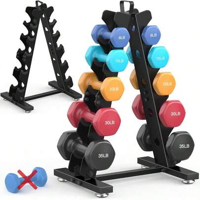 Dumbbell Rack Stand Only, Weight Rack Dumbell Set Home Gym Storage Stand Weights Metal A - Frame Strength Training Dumbbell Holder With Handle Dumbells Not Included