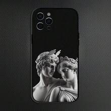 Funda de Teléfono de Escultura Griega Antigua Compatible con  16,15,14,13,12,11 Plus, Pro Max, Funda Negra de Silicona Suave, Funda Compatible con  17,  17 Pro,  17 Pro Max - z4 - Ver 13