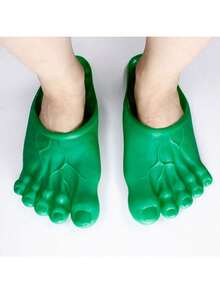 1双趣味巨型脚趾拖鞋，恶作剧逼真大脚鞋，适合赤脚穿着，绿色巨型脚拖鞋（适合鞋码38-41），角色扮演巨型脚道具，凉鞋，沙滩鞋 - 彩色 - 查看 9