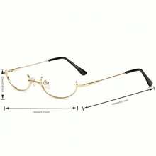 Fashion Women's Retro Frameless Half-Frame Costume Props Glasses, Party Accessories, Frameless, Anime Decorative Glasses, Live Streaming Props Glasses, Anime Cosplay Glasses, Ideal Gift Choice - 黑色 - 查看 11