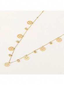 New Fashionable Stainless Steel Women Necklace, Hollow Four-Leaf Clover Design, Heart Pendant With Tassel, Unique Fashion Choker Necklace