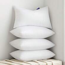 1/2/4pcs Solid Color Pillows Insert, Throw Pillow, Bedding, Soft Fluffy White Pillows, Fill For Back, Stomach Or Side Sleepers, High Rebound Polyester Fiber Filling Pillow, Halloween Decor, Christmas Decoration, For Bed, Sofa, Living Room, Halloween Gift, Bedroom Decorative Stuffer Pillow, Dorm Room Essentials College. - 白色 - 查看 10