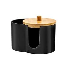 二合一透明棉签和化妆棉收纳盒，双层浴室收纳盒，天然木盖设计，节省空间，实用收纳方案 - 彩色 - 查看 9