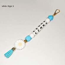 1-Piece Flower Bag Charm, Tassel Pendant, Available In Multiple Flower Colors, Customizable With Name And Initials Beads, Suitable As A Birthday/Holiday Gift For Mother/Family/Girlfriend. - Multicolor - View 74