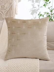 Jacquard Velvet Geometric Pattern Throw Pillow Case, Decorative For Living Room & Bedroom - Beige - View 8