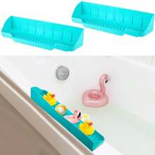 Geelin 2 Pieces Bathtub Splash Guard Silicone Tub Water Splash Guard With 6 Suction Cups Bathtub Side Tray Tub Edge Play Shelf Area For Toy Storage Green