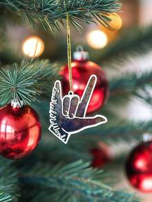 10,2x8,3x0,6cm Decoración de gesto de mano de música rock de madera y acrílico en capas "El amor no necesita palabras", regalo creativo para amantes, amigos, entusiastas del DIY, fans de la música rock y amantes de la música