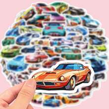 50 matowych naklejek i kalkomanii z motywem samochodów wyścigowych, odpowiednich do asymetrycznych etui na telefony, laptopów, butelek na wodę, albumów, pamiętników