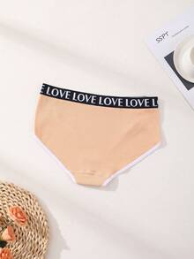 5条装女士性感罗纹棉质内裤中腰无缝三角裤开叉LOVE字母腰带柔软舒适透气内衣适合瑜伽、运动和日常穿着 - 彩色 - 查看 8
