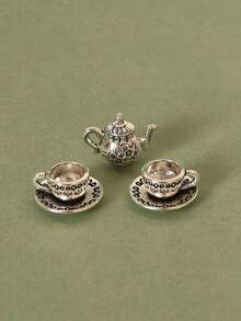 3pcs Mini Tea Cup Set, Vintage Mini Teapot, Coffee Shop Kitchen Accessories, Photography Props, Suitable For Photography Studio, Miniature Kitchen, Home Decor