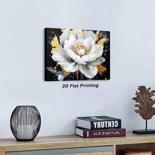 1pc Art Decor Square Canvas Wall Art With Framed Abstract Flowers Black And White Art Deco Classic Retro Style For Home Office Bathroom Living Room Bedroom Decor.Stretched And Framed Ready To Hang. - trắng - Xem 2
