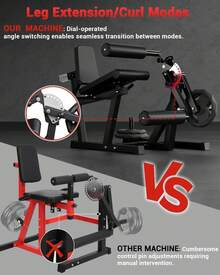 Leg Extension And Curl Machine, 4-In-1 Leg Press Machines For Home Gym, 700Lbs Weight Capacity Adjustable Workout Equipment, Exercise Bench For Lower Body - Red and Black - View 6