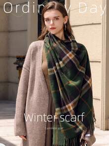 2025 New Arrival Cashmere Scarf Women Shawl Autumn Winter Plaid British Style Thick Warm Birthday Gift