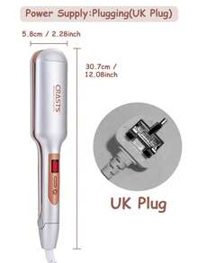 CRASTS 三筒卷发器，带数字显示，温度可调，陶瓷电气石卷筒，适合打造蓬松波浪、螺旋卷发、法式波浪 - 英規插(220-240V) - 查看 5