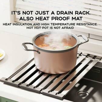 1 件可折叠硅胶厨房碗碟晾干架 | 304 不锈钢材质 + 多层设计，碗碟沥水架 + 餐具架二合一，可折叠收纳节省空间 | 防滑，防止倾倒，晾干碗碟 | 餐具收纳盒 | 小型厨房收纳 | 便携式露营