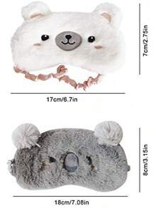 Ayygiftideas Paquete de 2áscaras de Dormir de Animales de Dibujos Animados, Suaves y de Felpa, Antifaces para Mujeres y Niñas, para Viajes, Siestas y Dormir (2-Pack Koala Bear) - 1 - Ver 5