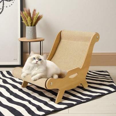 1件装猫咪休闲抓挠沙发 - 可爱高品质设计，耐磨不掉毛，二合一休闲抓挠板，保护家具，适合6公斤成年猫咪，适用于客厅和卧室（猫玩具）