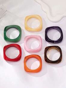 1 buc Brățară la modă din rășină multicoloră - Brățară cu design geometric asimetric, Stil boho versatil, Potrivită pentru ținute casual și de sărbătoare, Accesoriu pentru toate anotimpurile