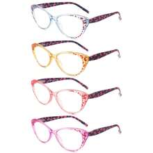 4-Piece Set Of  Cat's Eye Glasses For Men And Women - Multiple Colors (Pink, Yellow, Green, Blue), Visual Comfort And Fashion, Screen Time Protection, Vision Support, Women's Glasses, Men's Glasses, Magnifying Glass, Reading Guide - 彩色 - 查看 7