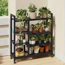 WOWDVOV 1 Multifunctional Kitchen Storage Rack, Adjustable 4-Storey And 3-Line Basket Storage Baskets, Adjustable Mobile Microwave Rack, Metal Rack With Wheels, Ideal For Kitchen Accessories, Pantry, Garage Kitchen Shelves - màu đen - Xem 10