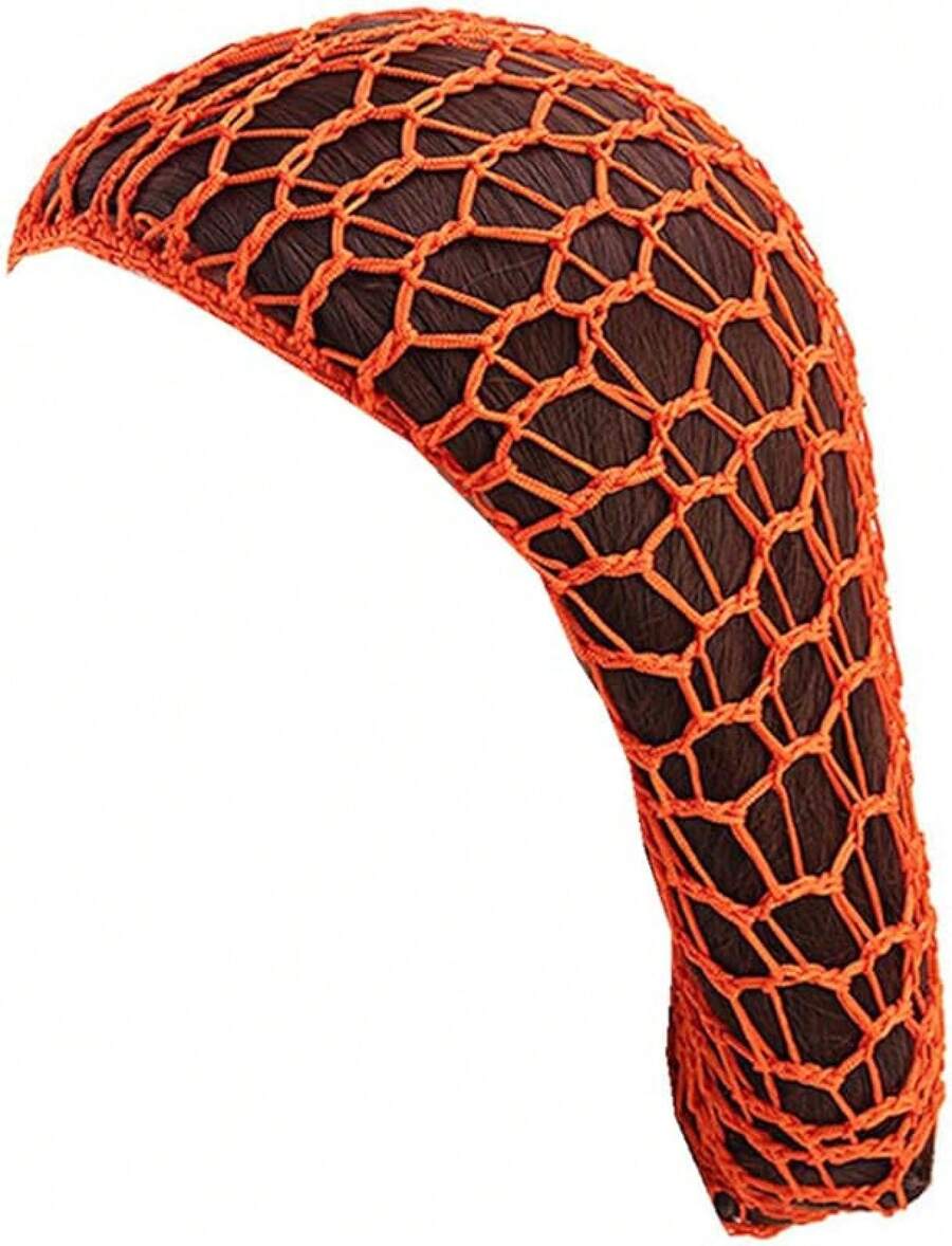 Women Soft Rayon Snood Hat Hair Net Crocheted Hair Net Mix Colorshalloween - Fw-12-橘色 - 查看 1