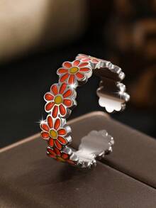The Cross-Border Best-Selling Small Daisy Opening Adjustable Ring Is Suitable For Women To Wear