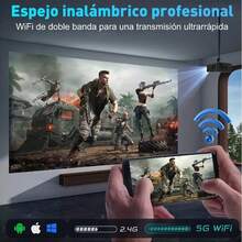 Proyector pequeño, proyector LED profesional, proyector Android 4K, miniproyector, 1920x1080, Wi-Fi de doble banda de 2,4/5/6 GHz, Android 11, 14 000 lúmenes, función de corrección automática de distorsión trapezoidal giroscópica, compatible con rotación de imagen de 360°, reducción de ruido avanzada, altavoces estéreo integrados para un sonido de alta calidad, varios puertos, enfoque manual, compatible con varios idiomas, tecnología de protección ocular.