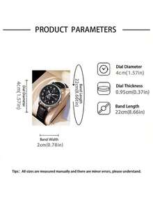 4 قطع مجموعة ساعات رجالية، ساعة بسوار جلد ثلاثية العيون بطراز روماني + سوار كوبي + خاتم أسود بصليب، مناسبة للاستخدام اليومي والعمل، كهدية عيد ميلاد للرجال - الأسود - مشاهدة 5