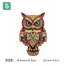 圣诞礼盒木质拼图不对称形状动物猫头鹰拼图生日礼物家居装饰个性化独特礼物家庭互动高难度游戏