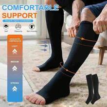 1双20-30mmHg男女通用中筒透气露趾压缩袜，促进血液循环和恢复，适合跑步和徒步旅行 - 彩色 - 查看 16